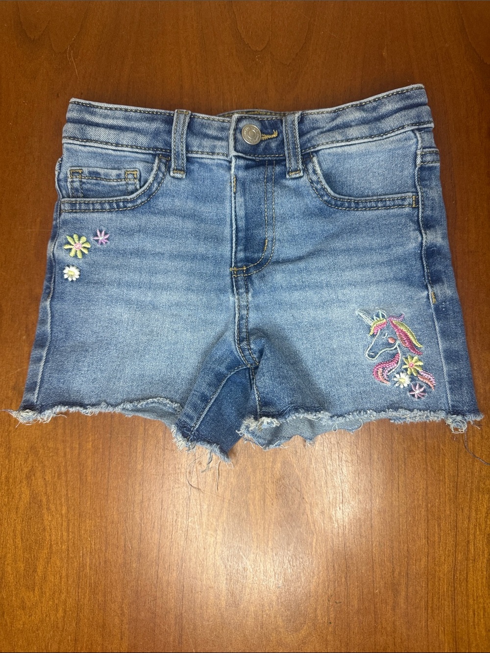 jumping beans Blue Denim Unicorn Embroidered Girls' Shorts